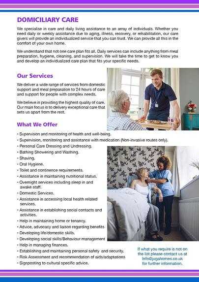 Juga Homes Domiciliary Care Service cover