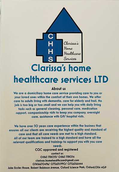 Clarissa's Home Healthcare Services LTD cover